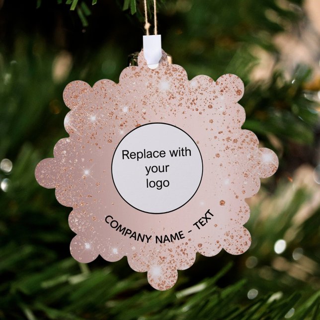 Rose gold blush business company logo tree decoration card (Creator Uploaded)