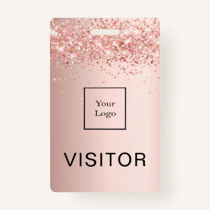 Rose gold blush business logo visitor ID badge