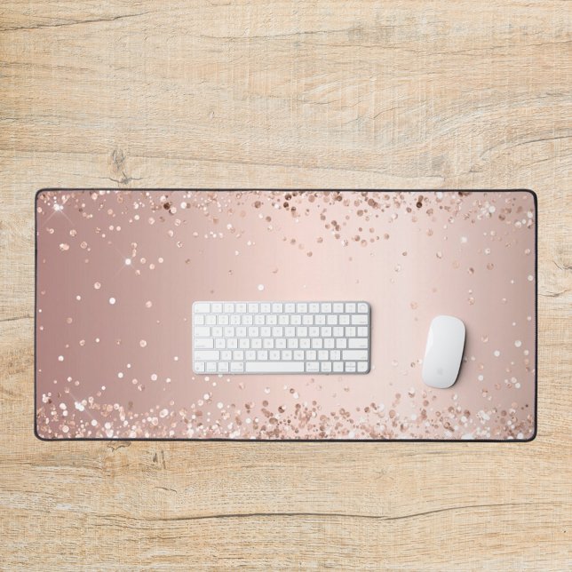 Rose gold blush confetti desk mat (Creator Uploaded)