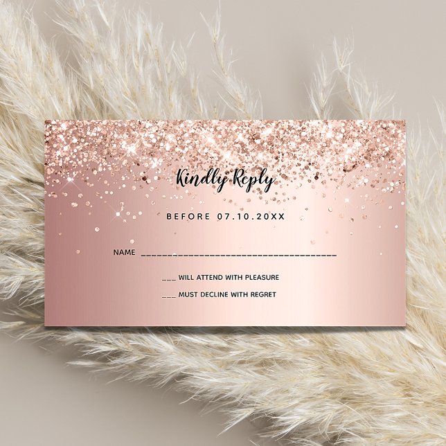 Rose gold blush confetti wedding RSVP  Enclosure Card (Creator Uploaded)