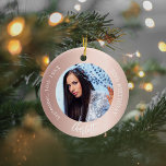 Rose gold blush custom photo birthday ceramic tree decoration<br><div class="desc">A classic rose gold,  blush gradient background. White text. Personalise and add a name,  date,  age and photo.</div>