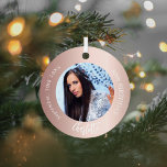 Rose gold blush custom photo birthday metal tree decoration<br><div class="desc">A classic rose gold,  blush gradient background. White text. Personalise and add a name,  date,  age and photo.</div>