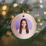 Rose gold blush custom photo Quinceanera Ceramic Tree Decoration<br><div class="desc">A classic rose gold,  blush gradient background. White text. Personalise and add a name,  date,  age and photo.</div>