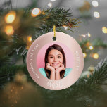 Rose gold blush custom photo Sweet 16 Ceramic Tree Decoration<br><div class="desc">A classic rose gold,  blush gradient background. White text. Personalise and add a name,  date,  age and photo.</div>