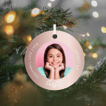 Rose gold blush custom photo Sweet 16 Metal Tree Decoration<br><div class="desc">A classic rose gold,  blush gradient background. White text. Personalise and add a name,  date,  age and photo.</div>