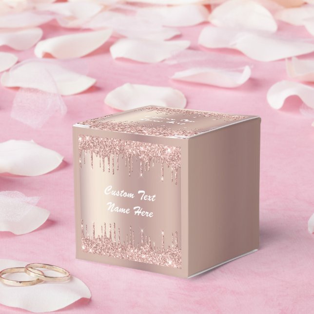 Rose Gold Blush Custom Text Your Name Favour Box (Wedding)