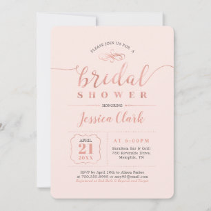 Rose Gold & Blush   Elegant Wedding Bridal Shower Invitation