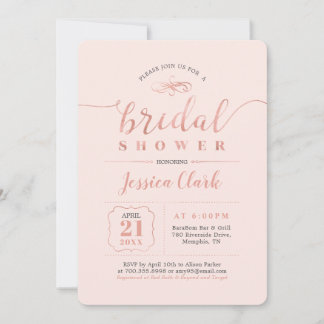 Rose Gold & Blush | Elegant Wedding Bridal Shower Invitation