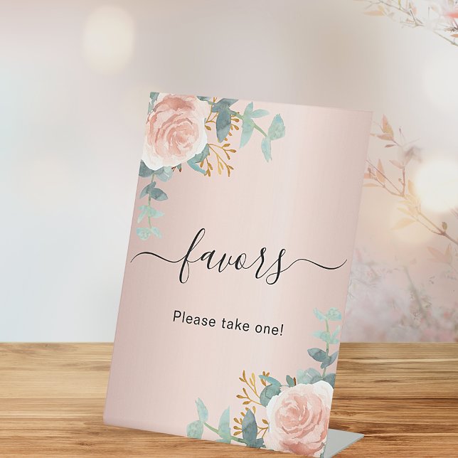 Rose gold blush floral eucalyptus favours sign (Creator Uploaded)