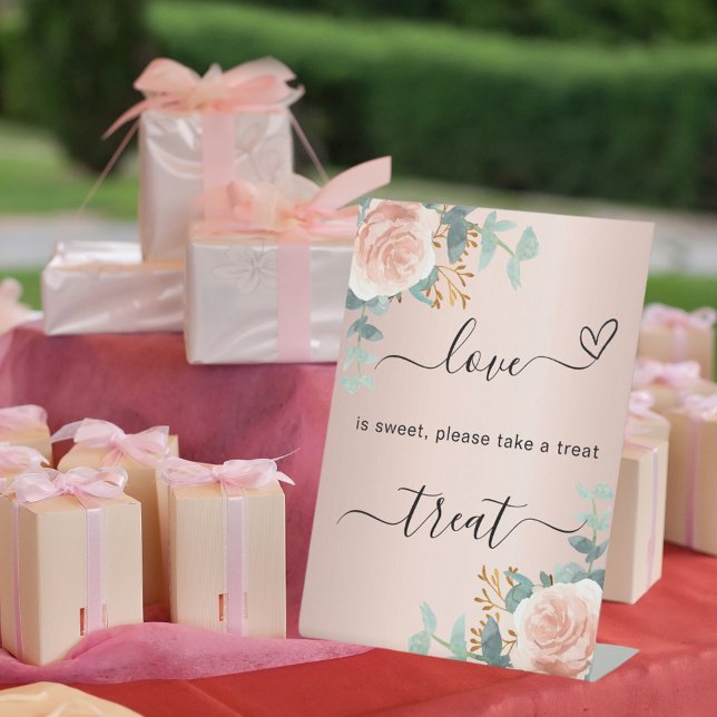 Rose gold blush floral eucalyptus treat sign (Creator Uploaded)