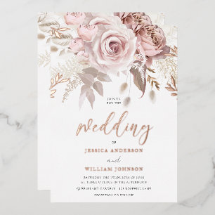 Rose Gold Blush Floral Wedding With Details Foil 