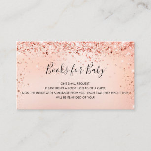 Rose gold blush girl baby shower book request enclosure card