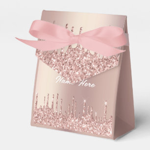 Rose Gold Blush Glitter Custom Text Gift Favour Bo Box