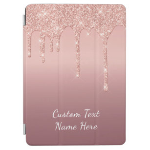 Rose Gold Blush Glitter Custom Text Name Gift iPad Air Cover
