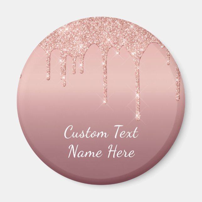 Rose Gold Blush Glitter Custom Text Wedding Magnet (Front)