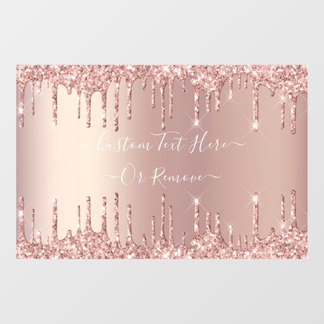 Rose Gold Blush Glitter Custom Text Window Cling (Sheet)