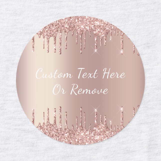 Rose Gold Blush Glitter Drips Custom Text Labels (Design 3)