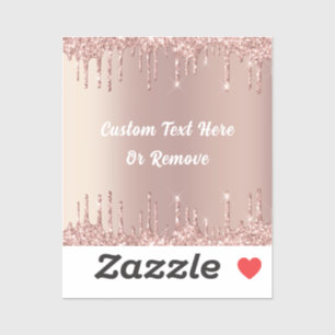 Rose Gold Blush Glitter Drips Custom Text Sticker