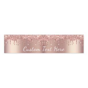 Rose Gold Blush Glitter Drips Napkin Bands + Text 