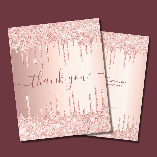 Rose gold blush glitter drips thank you flyer (Creator Uploaded)