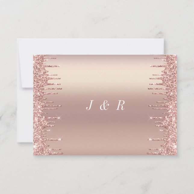 Rose Gold Blush Glitter Drips Wedding Invitation - (Back)