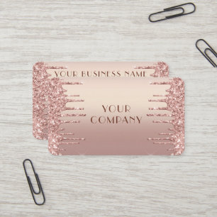 Rose Gold Blush Glitter Drips Your Business Card