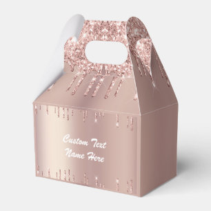 Rose Gold Blush Glitter Drips Your Text Favor Box