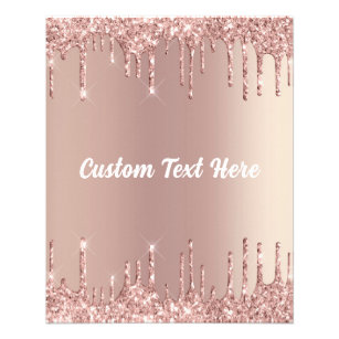 Rose Gold Blush Glitter Drips Your Text Name Flyer