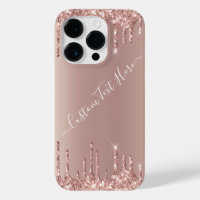 Rose Gold Blush Glitter Drips Your Text Name Gift