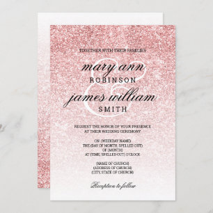 Rose Gold Blush Glitter Elegant Wedding Invitatio Invitation