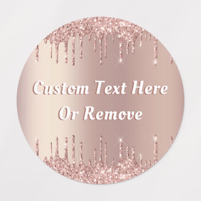 Rose Gold Blush Glitter Labels ustom Text - Name (Design 3)