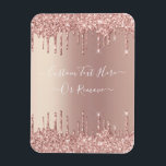 Rose Gold Blush Glitter Magnet with Custom Text<br><div class="desc">Personalized Custom Text Magnets with Rose Gold Blush Glitter Sparkle Drips Modern Magnet Gift - Add Your Unique Text or Remove Text - Make Your Special Gifts - Resize and move or remove and add text / elements with Customization tool. Choose fonts / size / color ! Design by MIGNED....</div>