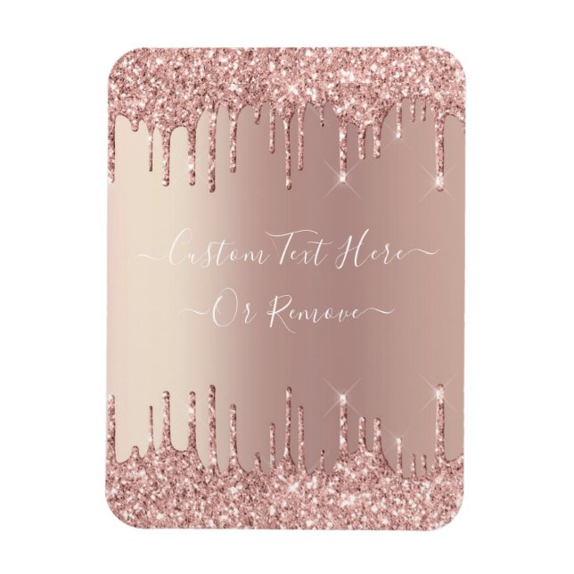 Rose Gold Blush Glitter Magnet with Custom Text (Vertical)