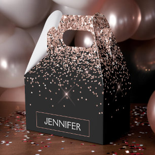 Rose Gold Blush Glitter Monogram Girly Favour Box