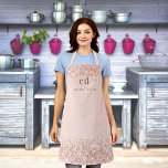 Rose gold blush glitter monogram initials name  apron<br><div class="desc">A blush,  rose gold background,  decorated with faux glitter dust.  Personalise and add your monogram initials and name. Modern block letters.</div>