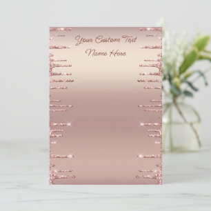 Rose Gold Blush Glitter Personalised Menu Example
