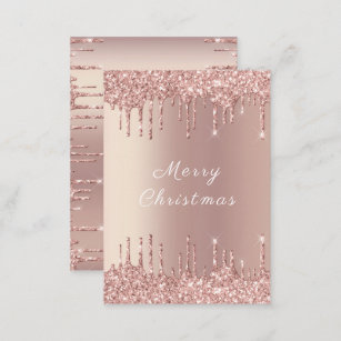 Rose Gold Blush Glitter Sparkle Christmas Card