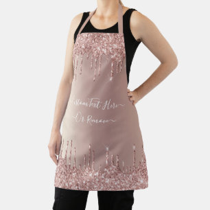Rose Gold Blush Glitter Sparkle Custom Text Apron