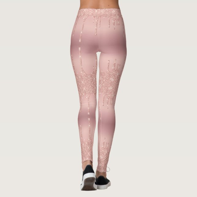 Rose Gold Blush Glitter Sparkle Drip Party Legging (Back)