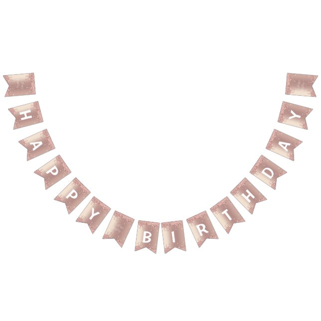 Rose Gold Blush Glitter Sparkle Drips - Bithday Bunting (All)