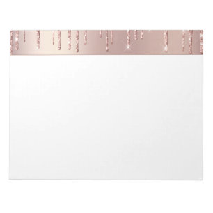 Rose Gold Blush Glitter Sparkle Drips Chic Elegant Notepad