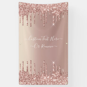 Rose Gold Blush Glitter Sparkle Drips Custom Text  Banner