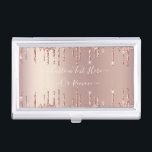 Rose Gold Blush Glitter Sparkle Drips Custom Text  Business Card Holder<br><div class="desc">Rose Gold Blush Glitter Sparkle Drips Custom Text Pink Modern - Add Your Unique Text or Remove Text - Make Your Special Gift - Resize and move or remove and add text / elements with customisation tool. Design by MIGNED. Please see my other projects. You can also transfer this designs...</div>