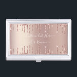 Rose Gold Blush Glitter Sparkle Drips Custom Text  Business Card Holder<br><div class="desc">Rose Gold Blush Glitter Sparkle Drips Custom Text Pink Modern - Add Your Unique Text or Remove Text - Make Your Special Gift - Resize and move or remove and add text / elements with customisation tool. Design by MIGNED. Please see my other projects. You can also transfer this designs...</div>