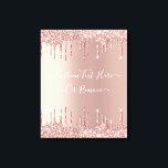 Rose Gold Blush Glitter Sparkle Drips Custom Text  Canvas Print<br><div class="desc">Rose Gold Blush Glitter Sparkle Drips Custom Text Pink Modern - Add Your Unique Text or Remove Text - Make Your Special Gift - Resize and move or remove and add text / elements with customisation tool. Design by MIGNED. Please see my other projects. You can also transfer this designs...</div>