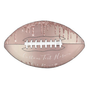Rose Gold Blush Glitter Sparkle Drips Custom Text Football