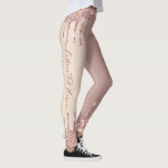 Rose Gold Blush Glitter Sparkle Drips Custom Text  Leggings<br><div class="desc">Rose Gold Blush Glitter Sparkle Drips Custom Text Pink Girly Modern - Add Your Unique Text / Name or Remove Text - Make Your Special Gift - Resize and move or remove and add text / elements with customisation tool. Design by MIGNED. Please see my other projects. You can also...</div>