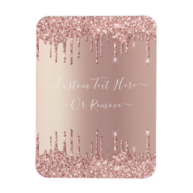 Rose Gold Blush Glitter Sparkle Drips Custom Text  Magnet (Vertical)