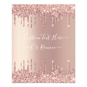 Rose Gold Blush Glitter Sparkle Drips Custom Text Photo Print