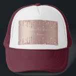 Rose Gold Blush Glitter Sparkle Drips Custom Text  Trucker Hat<br><div class="desc">Rose Gold Blush Glitter Sparkle Drips Custom Text Pink Modern - Add Your Unique Text / Name or Remove Text - Make Your Special Gift - Resize and move or remove and add text / elements with customization tool. Design by MIGNED. Please see my other projects. You can also transfer...</div>